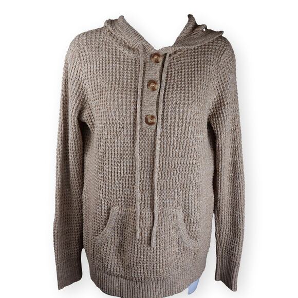 Staccato Beige Hoodie Pullover Button Sweater S - Picture 1 of 11